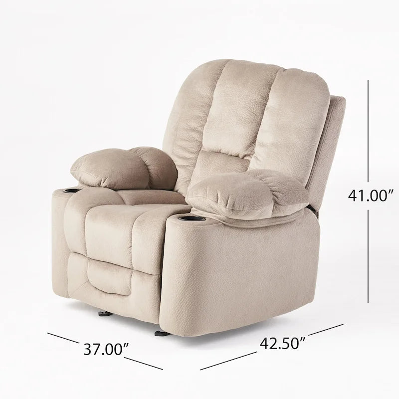 Manueller Relaxsessel aus Stoff mit zwei Getränkehaltern 42,5"L x 37"B x 41"H