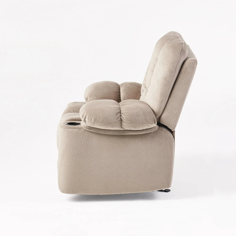 Manueller Relaxsessel aus Stoff mit zwei Getränkehaltern 42,5"L x 37"B x 41"H