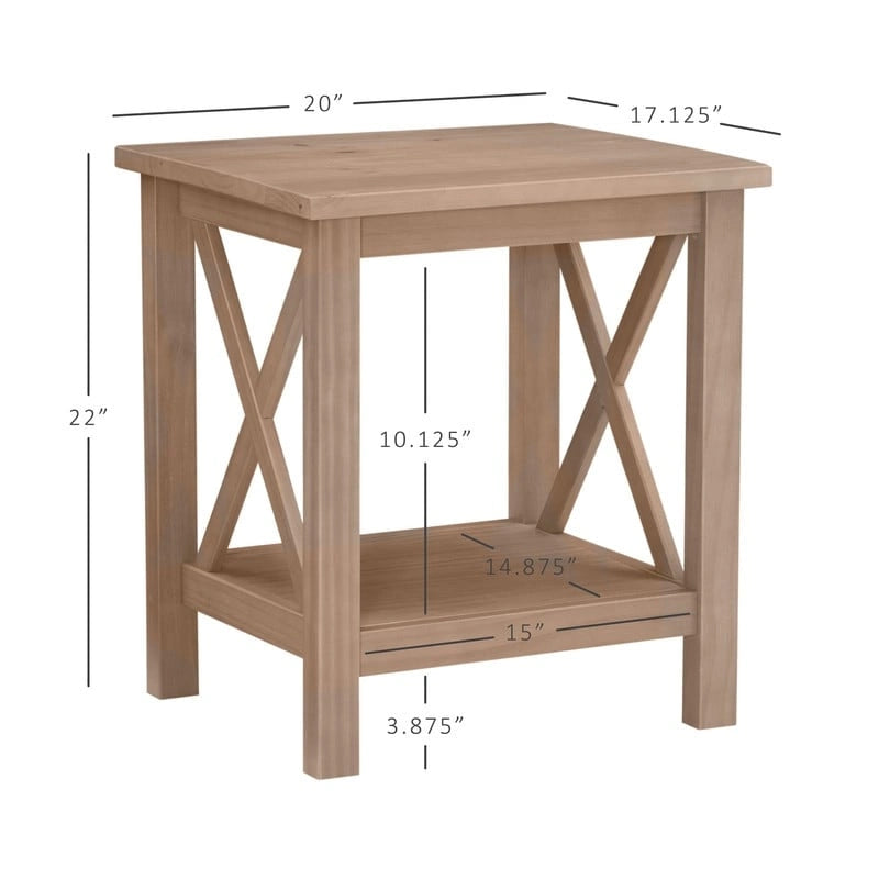 Beistelltisch aus Kiefernholz 50,8 x 43,2 x 55,9 cm