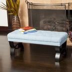 Stoffbezogene Ottoman-Sitzbank mit Beinen aus Birkenholz 104 cm L x 44 cm B x 43 cm H