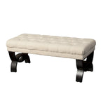 Stoffbezogene Ottoman-Sitzbank mit Beinen aus Birkenholz 104 cm L x 44 cm B x 43 cm H