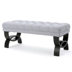 Stoffbezogene Ottoman-Sitzbank mit Beinen aus Birkenholz 104 cm L x 44 cm B x 43 cm H