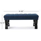 Stoffbezogene Ottoman-Sitzbank mit Beinen aus Birkenholz 104 cm L x 44 cm B x 43 cm H