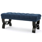 Stoffbezogene Ottoman-Sitzbank mit Beinen aus Birkenholz 104 cm L x 44 cm B x 43 cm H