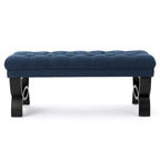 Stoffbezogene Ottoman-Sitzbank mit Beinen aus Birkenholz 104 cm L x 44 cm B x 43 cm H