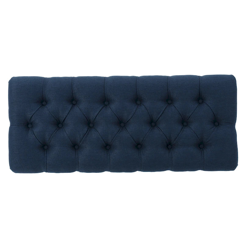 Stoffbezogene Ottoman-Sitzbank mit Beinen aus Birkenholz 104 cm L x 44 cm B x 43 cm H