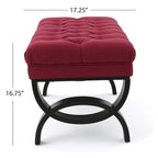 Stoffbezogene Ottoman-Sitzbank mit Beinen aus Birkenholz 104 cm L x 44 cm B x 43 cm H