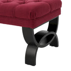 Stoffbezogene Ottoman-Sitzbank mit Beinen aus Birkenholz 104 cm L x 44 cm B x 43 cm H