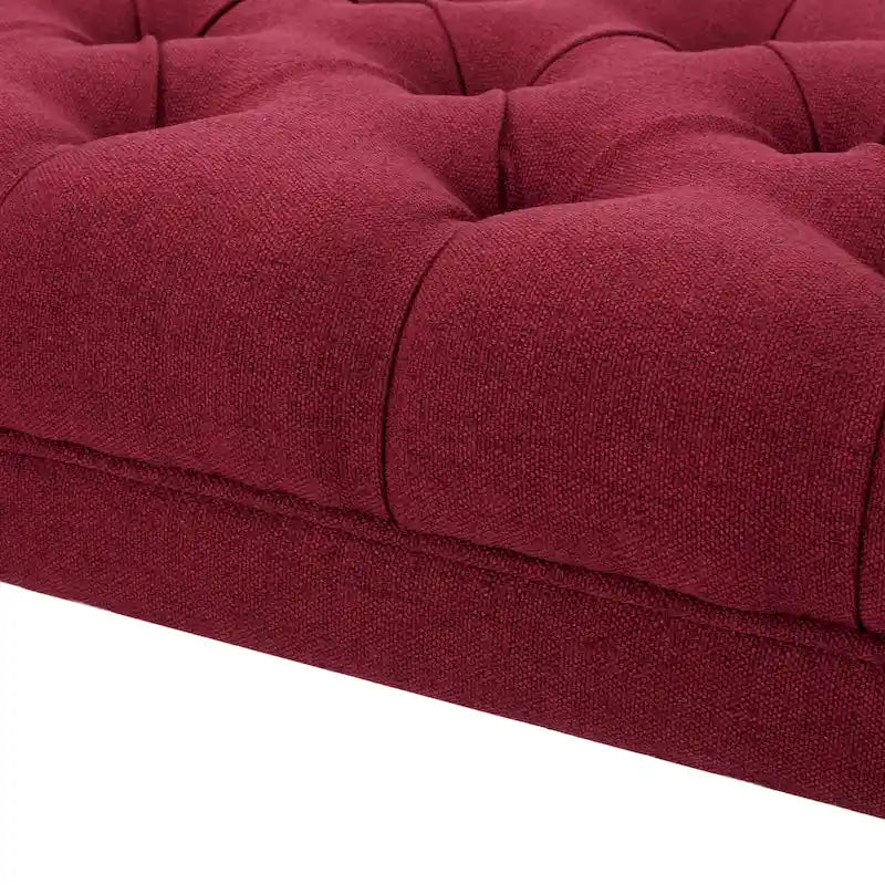 Stoffbezogene Ottoman-Sitzbank mit Beinen aus Birkenholz 104 cm L x 44 cm B x 43 cm H