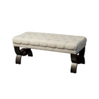 Stoffbezogene Ottoman-Sitzbank mit Beinen aus Birkenholz 104 cm L x 44 cm B x 43 cm H