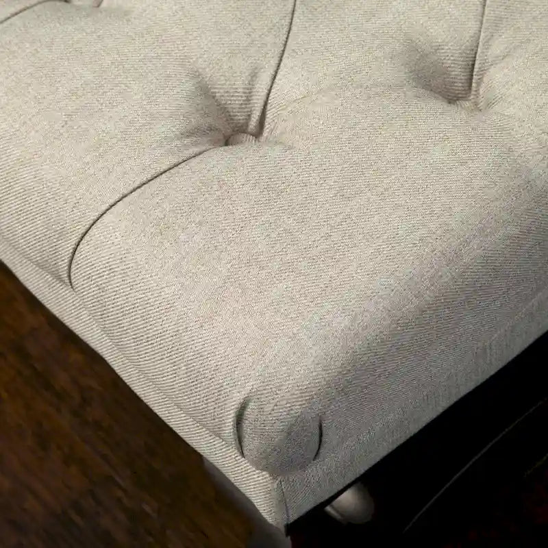 Stoffbezogene Ottoman-Sitzbank mit Beinen aus Birkenholz 104 cm L x 44 cm B x 43 cm H