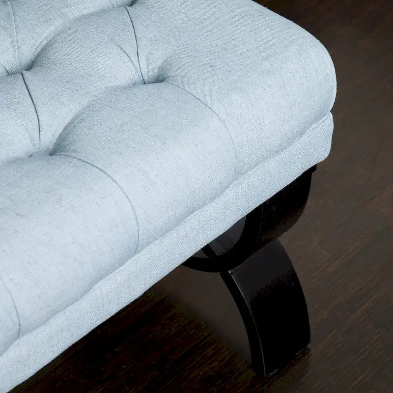 Stoffbezogene Ottoman-Sitzbank mit Beinen aus Birkenholz 104 cm L x 44 cm B x 43 cm H