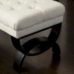 Stoffbezogene Ottoman-Sitzbank mit Beinen aus Birkenholz 104 cm L x 44 cm B x 43 cm H