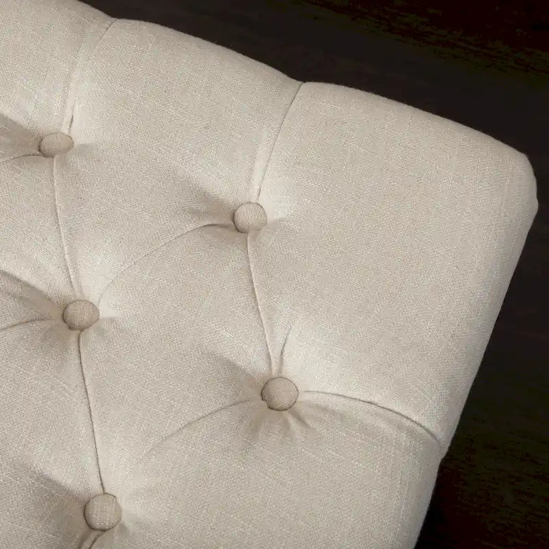Stoffbezogene Ottoman-Sitzbank mit Beinen aus Birkenholz 104 cm L x 44 cm B x 43 cm H
