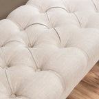 Stoffbezogene Ottoman-Sitzbank mit Beinen aus Birkenholz 104 cm L x 44 cm B x 43 cm H