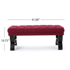 Stoffbezogene Ottoman-Sitzbank mit Beinen aus Birkenholz 104 cm L x 44 cm B x 43 cm H