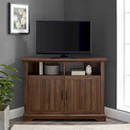 MDF- und Laminat-Eck-TV-Ständer mit gerillten Türen 44"B x 16"T x 32"H