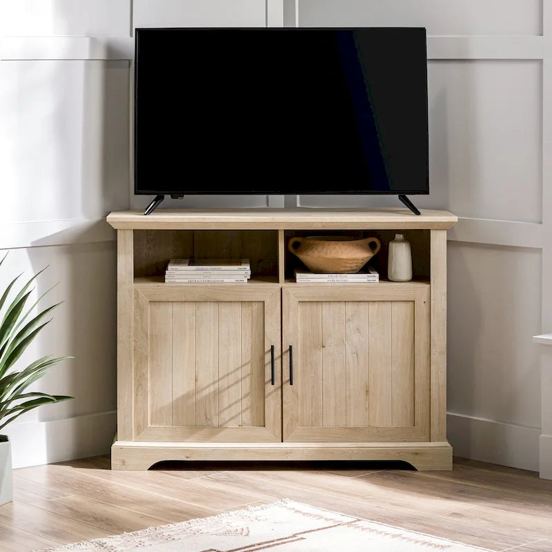 MDF- und Laminat-Eck-TV-Ständer mit gerillten Türen 44"B x 16"T x 32"H