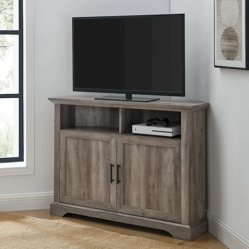 MDF- und Laminat-Eck-TV-Ständer mit gerillten Türen 44"B x 16"T x 32"H