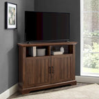 MDF- und Laminat-Eck-TV-Ständer mit gerillten Türen 44"B x 16"T x 32"H