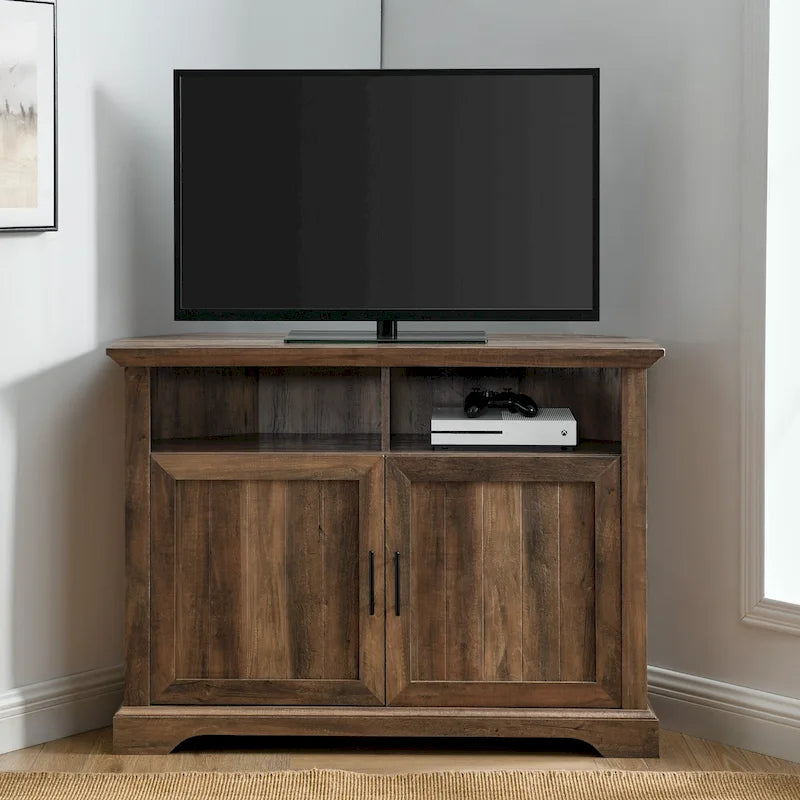 MDF- und Laminat-Eck-TV-Ständer mit gerillten Türen 44"B x 16"T x 32"H