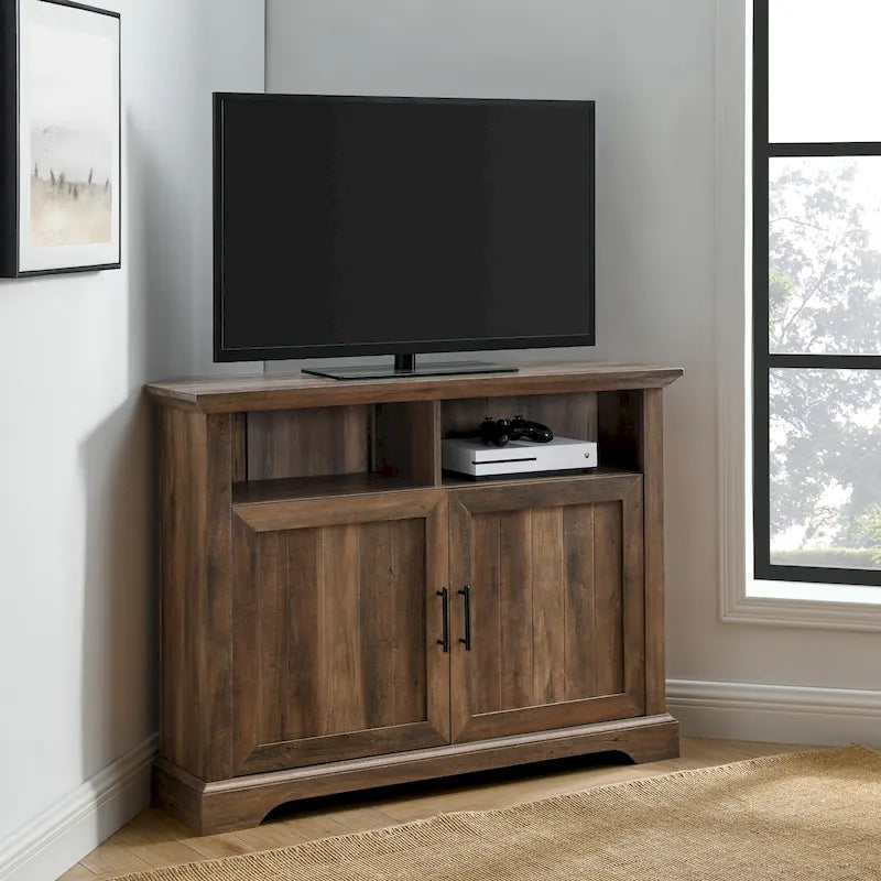 MDF- und Laminat-Eck-TV-Ständer mit gerillten Türen 44"B x 16"T x 32"H