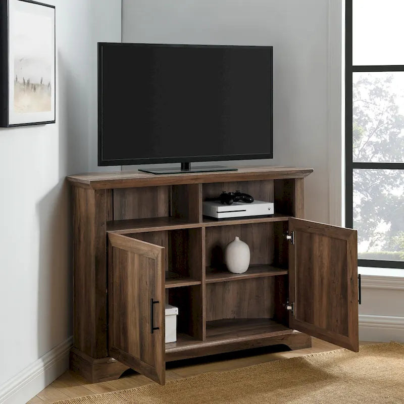 MDF- und Laminat-Eck-TV-Ständer mit gerillten Türen 44"B x 16"T x 32"H
