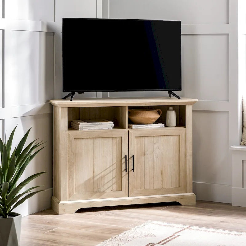 MDF- und Laminat-Eck-TV-Ständer mit gerillten Türen 44"B x 16"T x 32"H