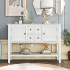 Buffet-Sideboard aus massivem Akazienholz mit 4 Schubladen und 2 Schränken 117 cm L x 38 cm B x 86 cm H
