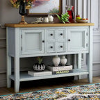 Buffet-Sideboard aus massivem Akazienholz mit 4 Schubladen und 2 Schränken 117 cm L x 38 cm B x 86 cm H