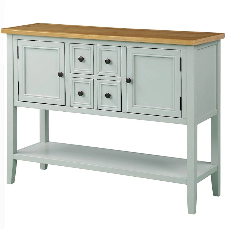Buffet-Sideboard aus massivem Akazienholz mit 4 Schubladen und 2 Schränken 117 cm L x 38 cm B x 86 cm H