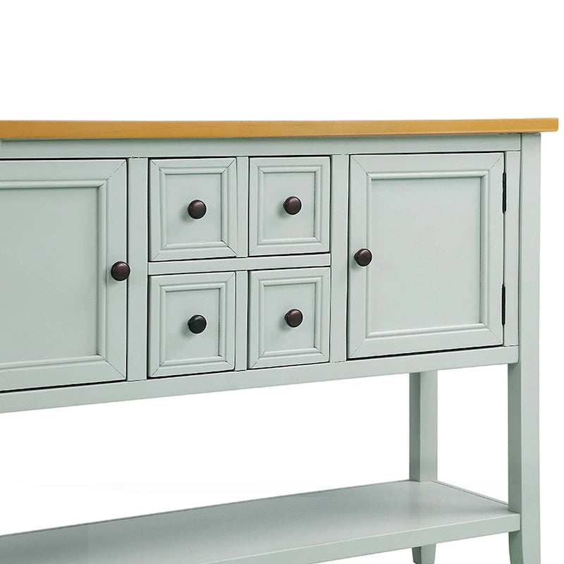 Buffet-Sideboard aus massivem Akazienholz mit 4 Schubladen und 2 Schränken 117 cm L x 38 cm B x 86 cm H