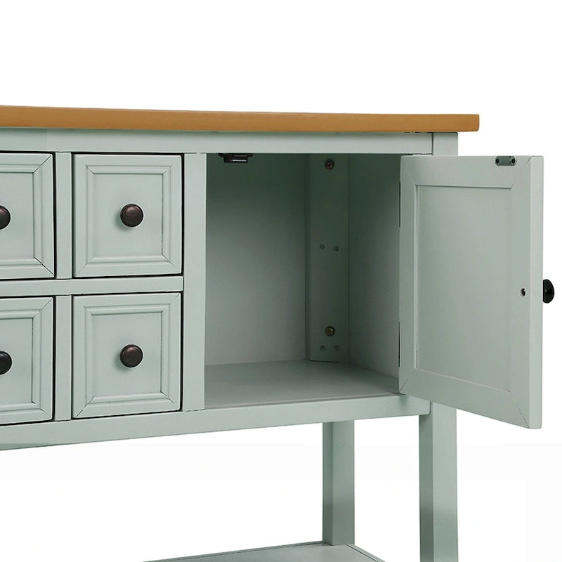 Buffet-Sideboard aus massivem Akazienholz mit 4 Schubladen und 2 Schränken 117 cm L x 38 cm B x 86 cm H
