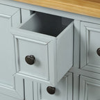 Buffet-Sideboard aus massivem Akazienholz mit 4 Schubladen und 2 Schränken 117 cm L x 38 cm B x 86 cm H