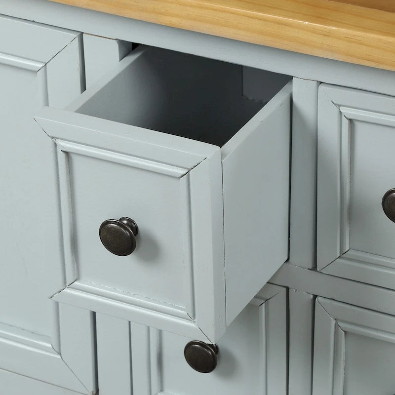Buffet-Sideboard aus massivem Akazienholz mit 4 Schubladen und 2 Schränken 117 cm L x 38 cm B x 86 cm H