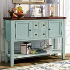 Buffet-Sideboard aus massivem Akazienholz mit 4 Schubladen und 2 Schränken 117 cm L x 38 cm B x 86 cm H