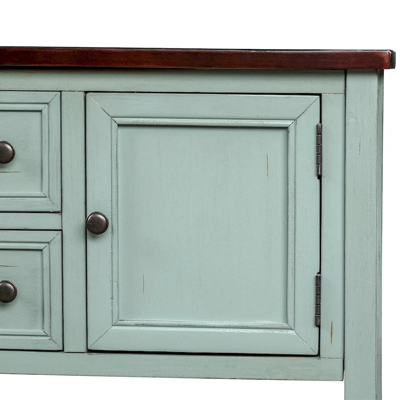 Buffet-Sideboard aus massivem Akazienholz mit 4 Schubladen und 2 Schränken 117 cm L x 38 cm B x 86 cm H
