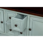 Buffet-Sideboard aus massivem Akazienholz mit 4 Schubladen und 2 Schränken 117 cm L x 38 cm B x 86 cm H