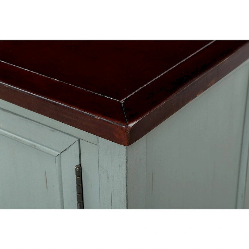 Buffet-Sideboard aus massivem Akazienholz mit 4 Schubladen und 2 Schränken 117 cm L x 38 cm B x 86 cm H