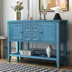 Buffet-Sideboard aus massivem Akazienholz mit 4 Schubladen und 2 Schränken 117 cm L x 38 cm B x 86 cm H
