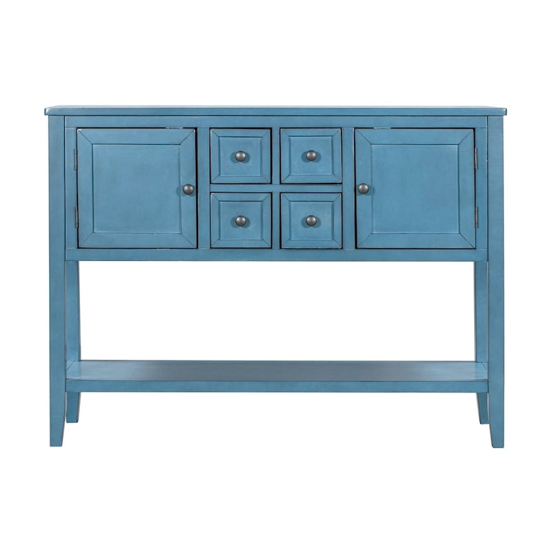 Buffet-Sideboard aus massivem Akazienholz mit 4 Schubladen und 2 Schränken 117 cm L x 38 cm B x 86 cm H