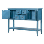 Buffet-Sideboard aus massivem Akazienholz mit 4 Schubladen und 2 Schränken 117 cm L x 38 cm B x 86 cm H