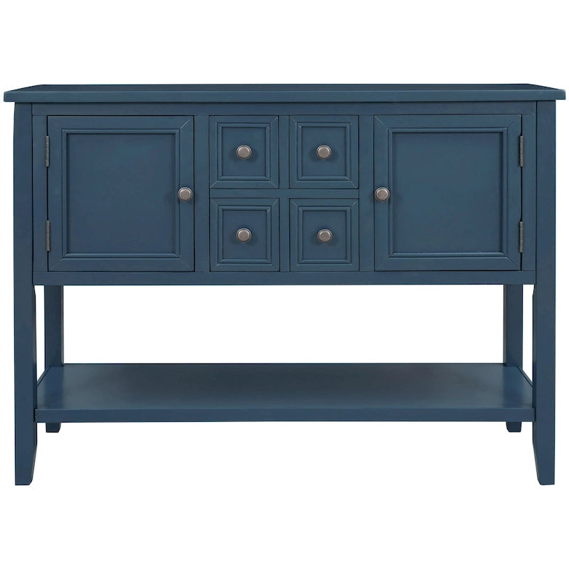 Buffet-Sideboard aus massivem Akazienholz mit 4 Schubladen und 2 Schränken 117 cm L x 38 cm B x 86 cm H