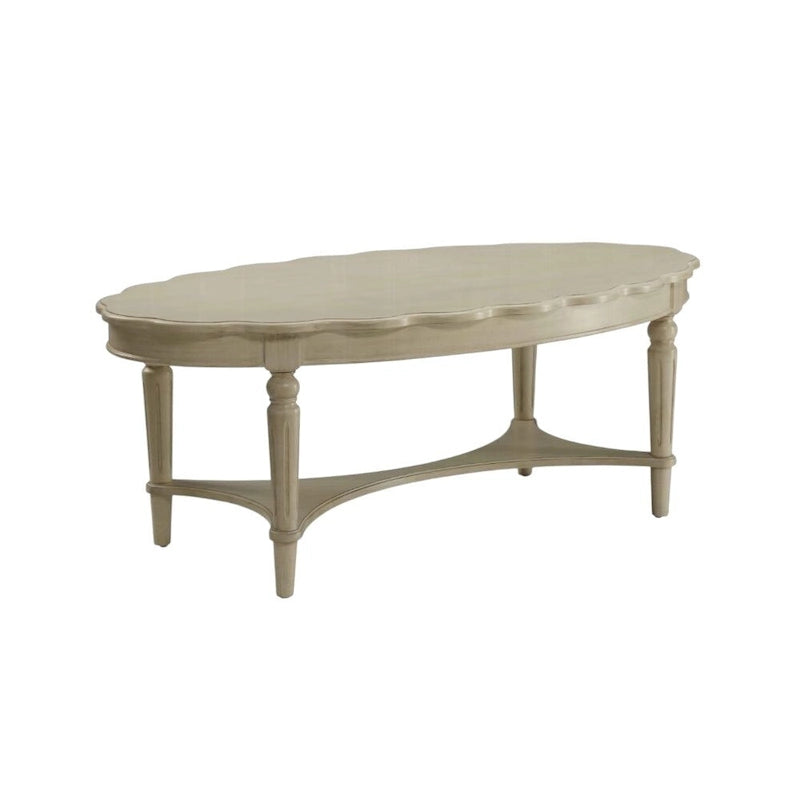 Massivholz Oval Couchtisch mit offener Ablage und gedrechselten Beinen 127 cm B x 71 cm T x 48 cm H
