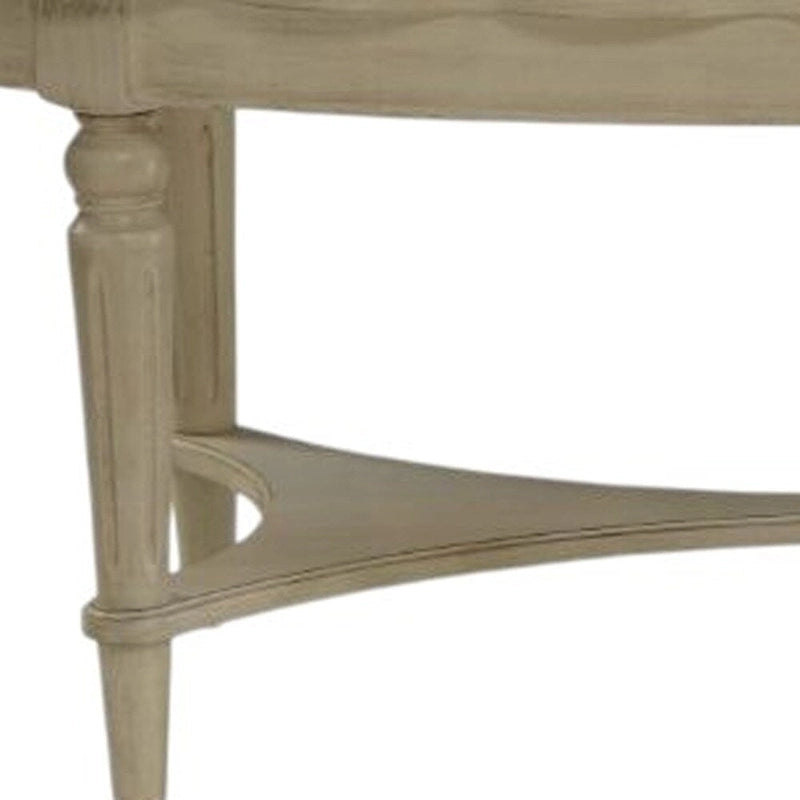 Massivholz Oval Couchtisch mit offener Ablage und gedrechselten Beinen 127 cm B x 71 cm T x 48 cm H