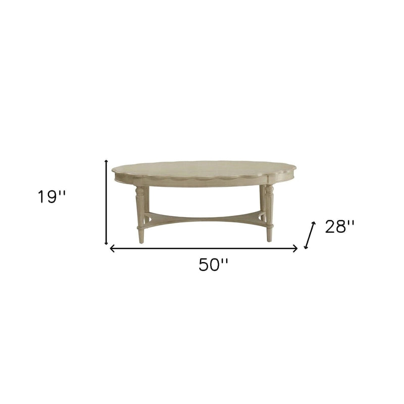 Massivholz Oval Couchtisch mit offener Ablage und gedrechselten Beinen 127 cm B x 71 cm T x 48 cm H