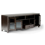 TV-Möbel aus Massivholz mit Türen aus gehärtetem Glas, 183 cm B x 44,5 cm T x 66 cm H