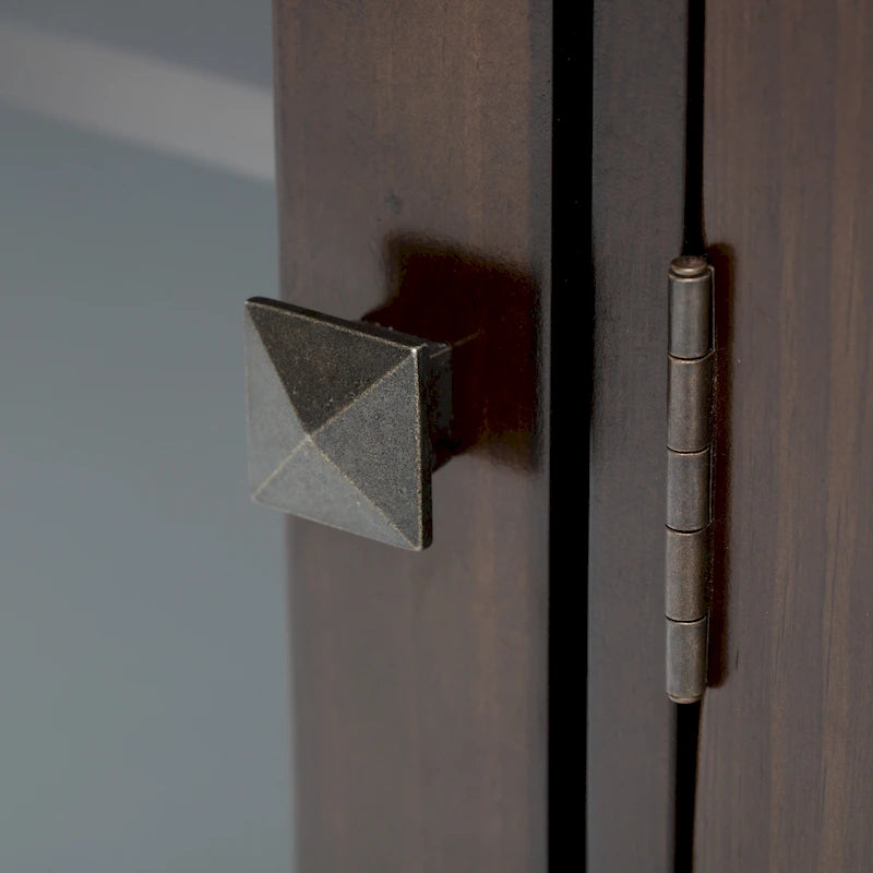 TV-Möbel aus Massivholz mit Türen aus gehärtetem Glas, 183 cm B x 44,5 cm T x 66 cm H