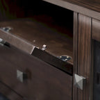 TV-Möbel aus Massivholz mit Türen aus gehärtetem Glas, 183 cm B x 44,5 cm T x 66 cm H
