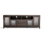 TV-Möbel aus Massivholz mit Türen aus gehärtetem Glas, 183 cm B x 44,5 cm T x 66 cm H